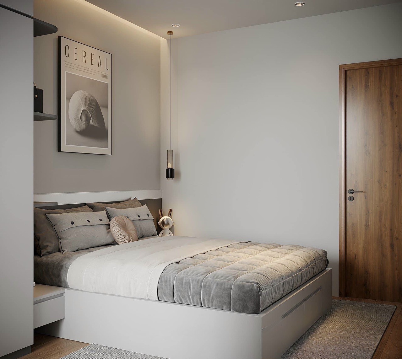 Phòng ngủ master hiện đại cao cấp thi công nội thất căn hộ Vinhomes Smart City Hà Nội